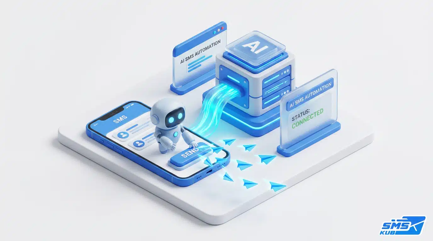 หุ่นยนต์ AI บน Claude Cowork กดปุ่มส่ง SMS บนสมาร์ทโฟน เชื่อมต่อกับเซิร์ฟเวอร์ AI SMS Automation